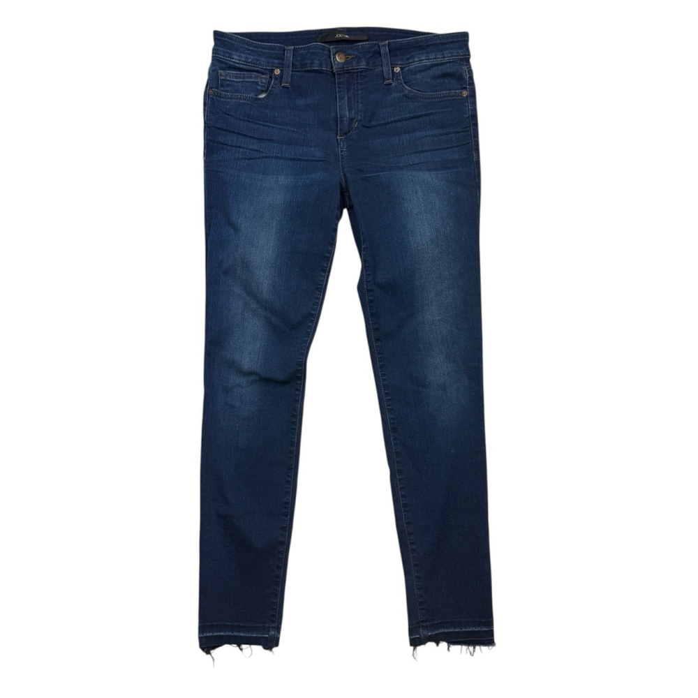 Joe's Skinny Ankle Jeans 29 Frayed Hem Dark Wash Blue Denim Stretch Mid Rise